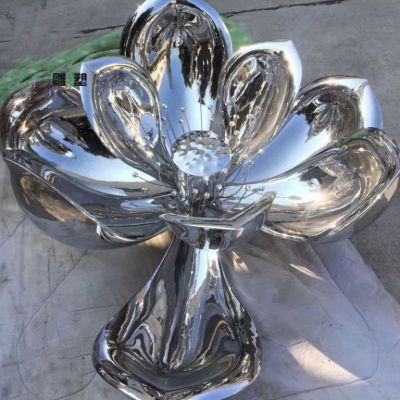 不锈钢莲花植物标志雕塑