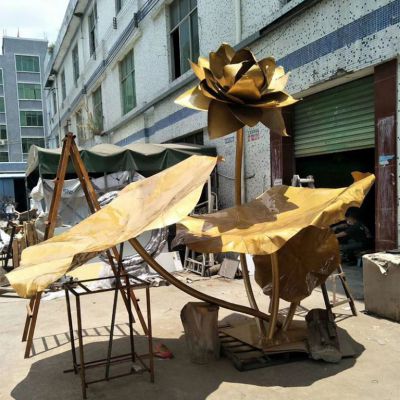 不锈钢荷花植物标志雕塑