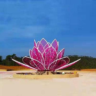 不锈钢莲花标志景观雕塑