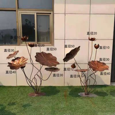 不锈钢古铜色莲花雕塑