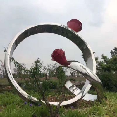 不锈钢戒指文化景观雕塑