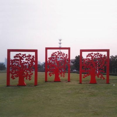 不锈钢剪纸标志景观雕塑