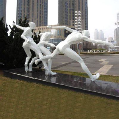 不锈钢击剑标志景观雕塑