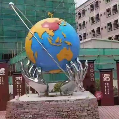 不锈钢地球仪标志景观雕塑