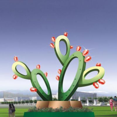 不锈钢抽象仙人掌景观雕塑