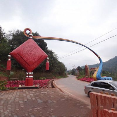 不锈钢大门中国结景观雕塑