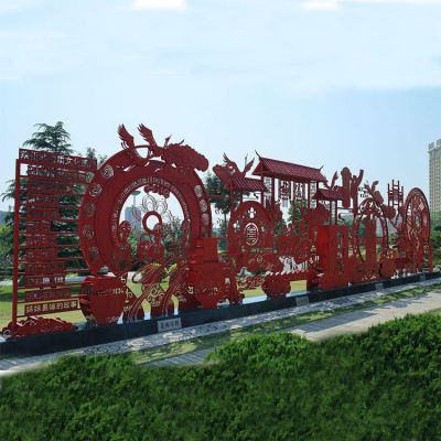 不锈钢抽象剪纸宣传栏雕塑