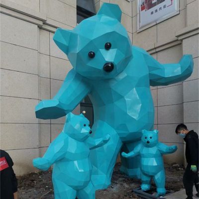 园林不锈钢彩色切面熊雕塑