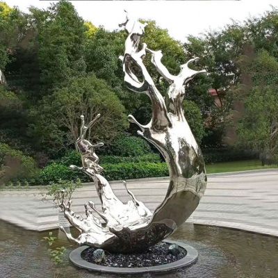 不锈钢抽象浪花雕塑