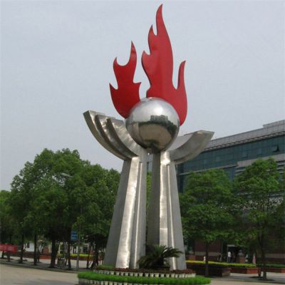抽象不锈钢大型火炬雕塑