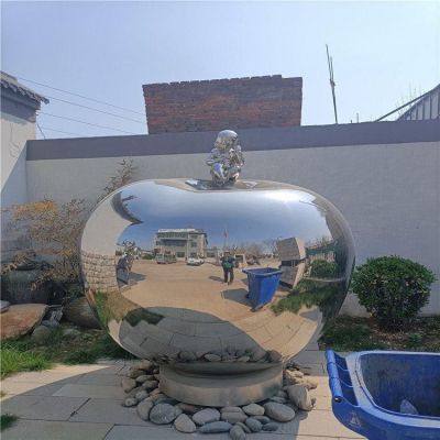 不锈钢镜面苹果雕塑