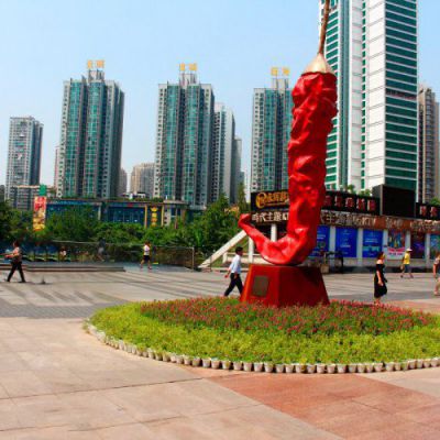 大型不锈钢辣椒雕塑