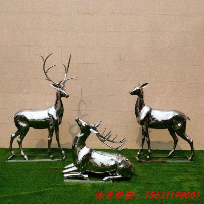小鹿雕塑不锈钢 动物雕塑摆件