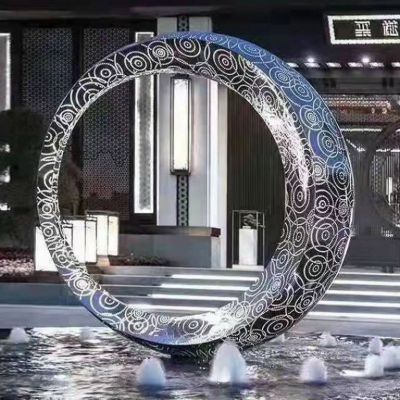 水景镂空304#不锈钢圆环雕塑