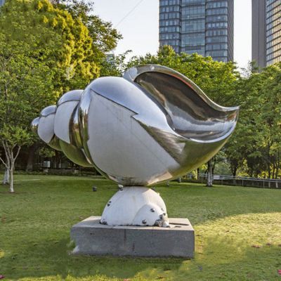 镜面不锈钢海螺雕塑摆件