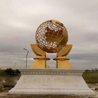 校园不锈钢地球仪雕塑