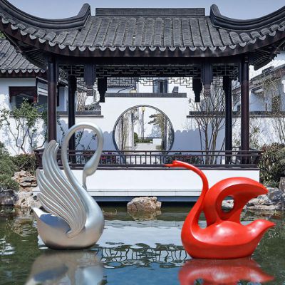 抽象天鹅雕塑 景区大型不锈钢水禽雕塑