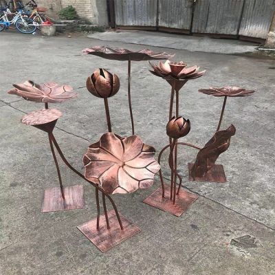 不锈钢荷叶荷花雕塑