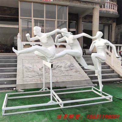 不锈钢跨栏运动人物雕塑