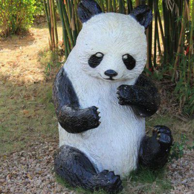 仿真熊猫不锈钢动物雕塑