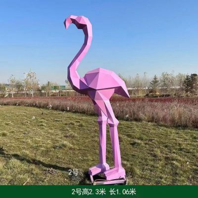 火烈鸟雕塑不锈钢动物摆件