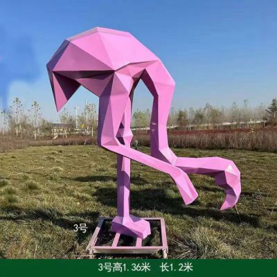 低头不锈钢火烈鸟雕塑