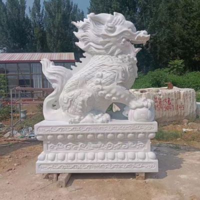 汉白玉麒麟雕塑 动物麒麟