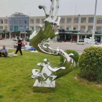 创意不锈钢浪花雕塑
