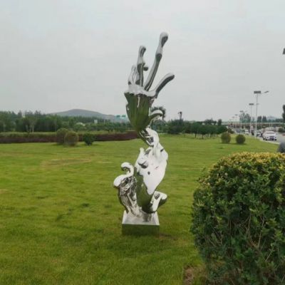 草坪摆件不锈钢浪花雕塑