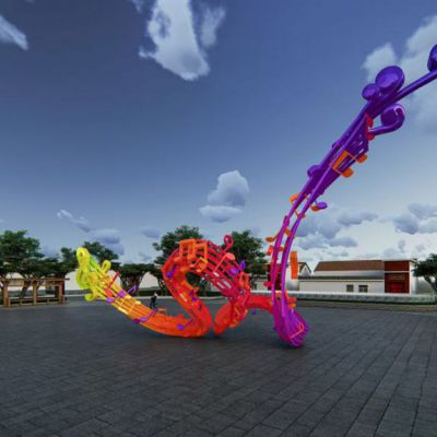 不锈钢海浪乐符雕塑 景观雕塑厂家