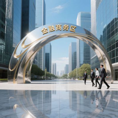 金融商务区拱门雕塑 不锈钢雕塑厂家
