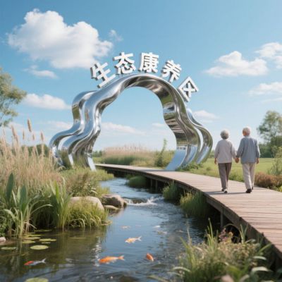 生态康养区拱门雕塑 不锈钢雕塑厂家