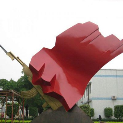 大型不锈钢党旗雕塑