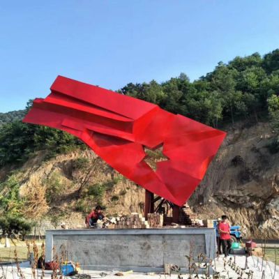 不锈钢党 旗景观抽象雕塑