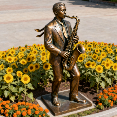 吹萨克斯人物铜雕