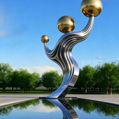不锈钢圆球飘带雕塑