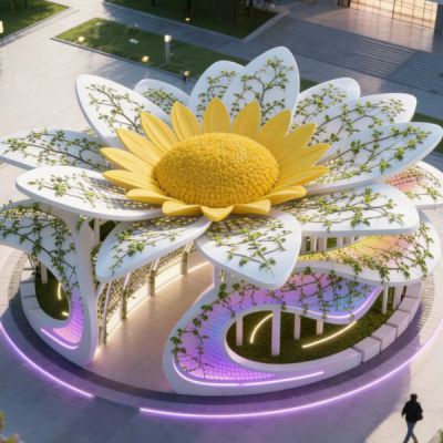 花朵廊架雕塑 不锈钢雕塑厂家