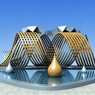 飘带水景雕塑不锈钢景观雕塑摆件