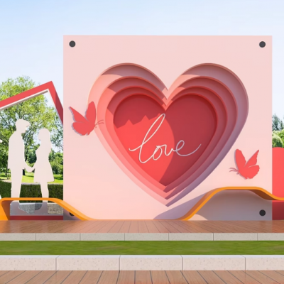 网红打卡坐凳 爱情主题不锈钢雕塑