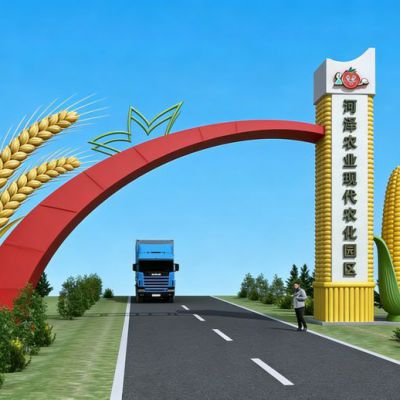 产业园不锈钢大门雕塑