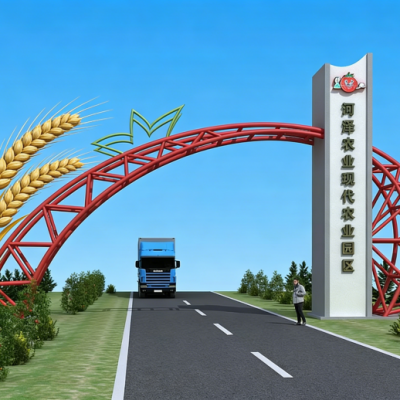 城市不锈钢拱门雕塑摆件